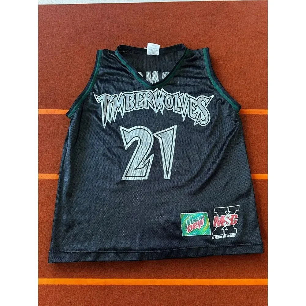 Vintage Kevin Garnett Timberwolves Mountain Dew Promotion Jersey Sz Youth 18 - Picture 1 of 5